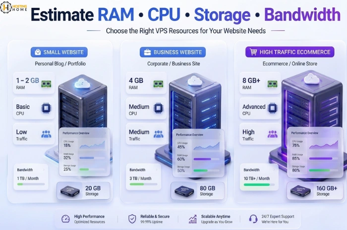 Estimate RAM. CPU. Storage. Bandwidth